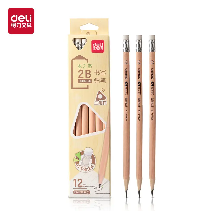 Deli Log Pencil Pupils Draw 50 with 2b Test Card Pen hb Positive Position Triangle Pencil Sketch