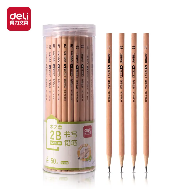 Deli Log Pencil Pupils Draw 50 with 2b Test Card Pen hb Positive Position Triangle Pencil Sketch