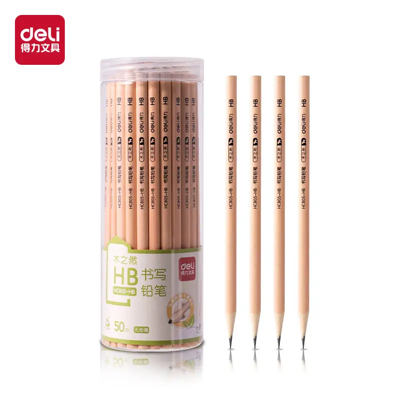 Deli Log Pencil Pupils Draw 50 with 2b Test Card Pen hb Positive Position Triangle Pencil Sketch