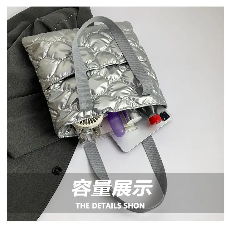 Women's 2025 Winter Padded Shoulder Bag Silver — feature 7
