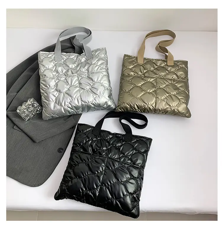 Women's 2025 Winter Padded Shoulder Bag Silver — feature 8