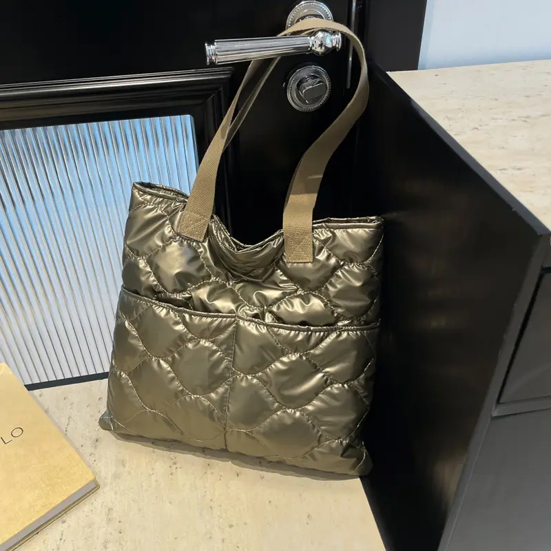 Women's 2025 Winter Padded Shoulder Bag Silver - Image 2