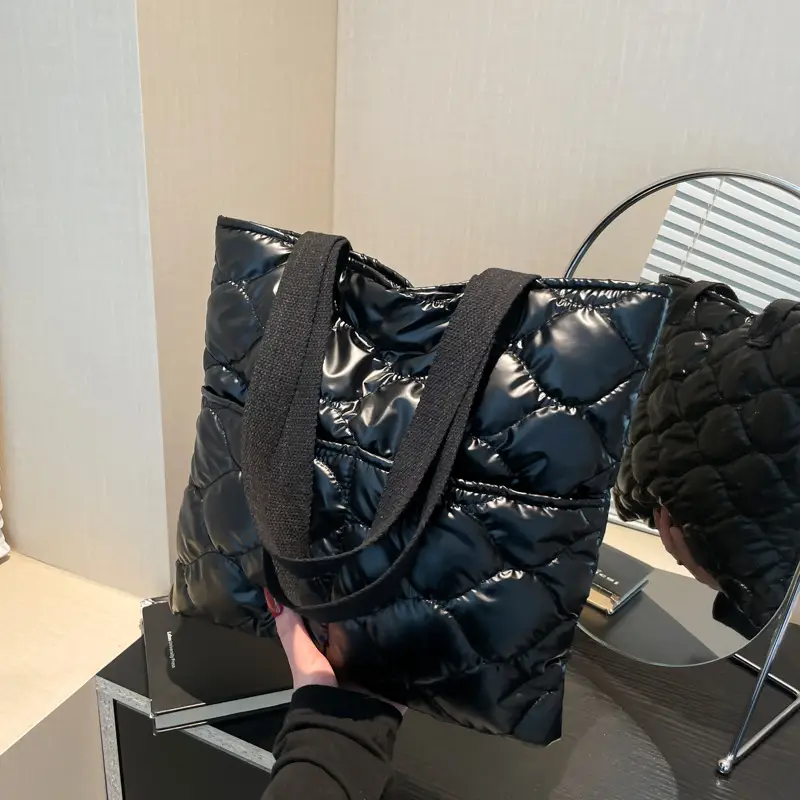 Women's 2025 Winter Padded Shoulder Bag Silver - Image 3