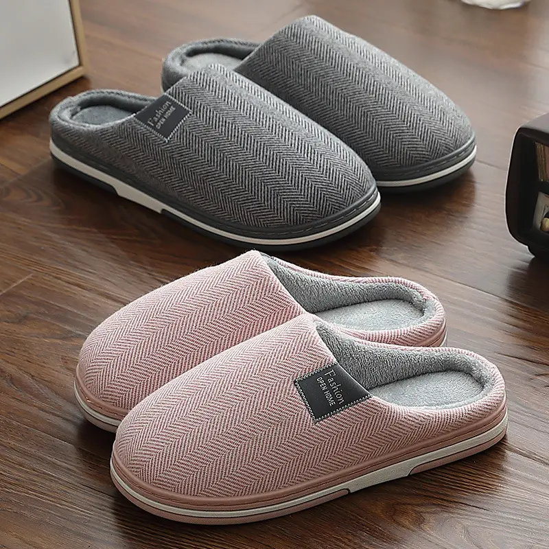 Autumn and winter cotton slippers women's home non-slip warm wool slippers indoor soft bottom household plush cotton slippers men's winter wholesale - Image 6