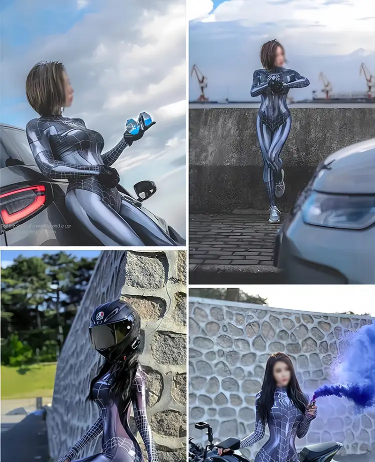 Halloween Cross-border EVA Tights Red Blue Black Spider Jumpsuit Asako Asako Women's Fun Coats — feature 15