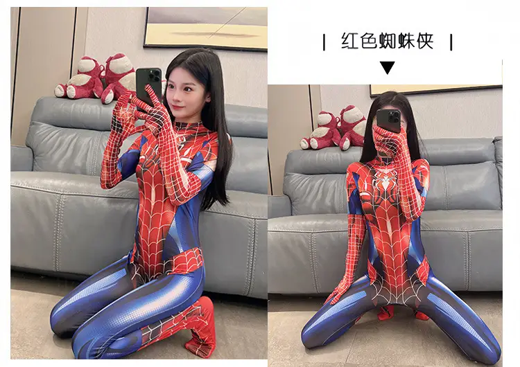 Halloween Cross-border EVA Tights Red Blue Black Spider Jumpsuit Asako Asako Women's Fun Coats — feature 6