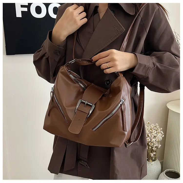 Black Retro Motorcycle Style Shoulder Crossbody Tote Bag — feature 11