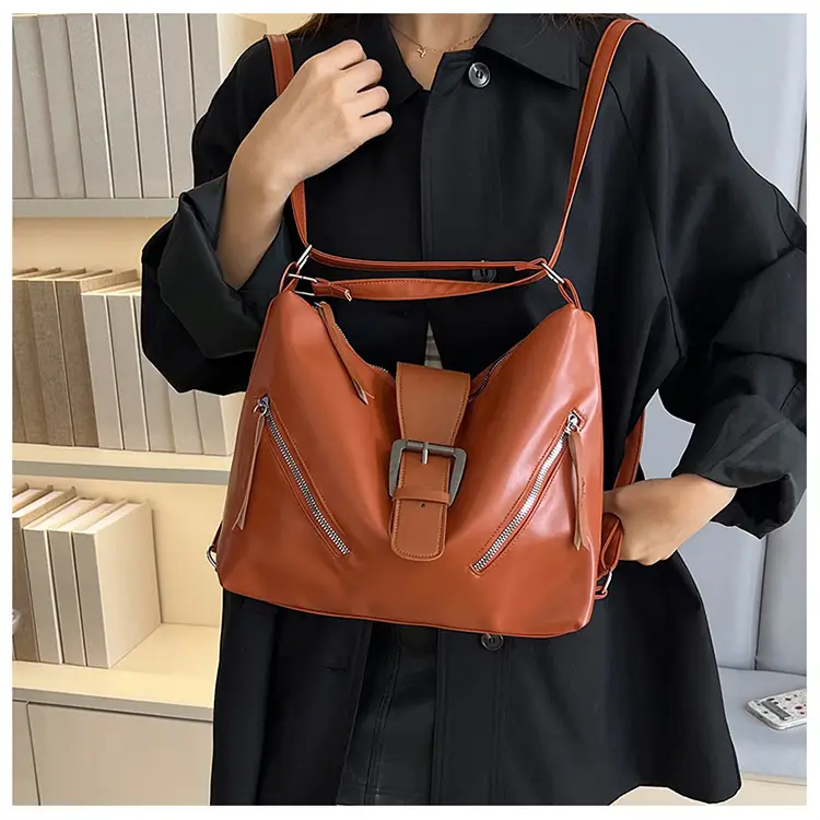 Black Retro Motorcycle Style Shoulder Crossbody Tote Bag — feature 13