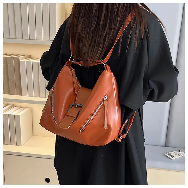 Black Retro Motorcycle Style Shoulder Crossbody Tote Bag — feature 14