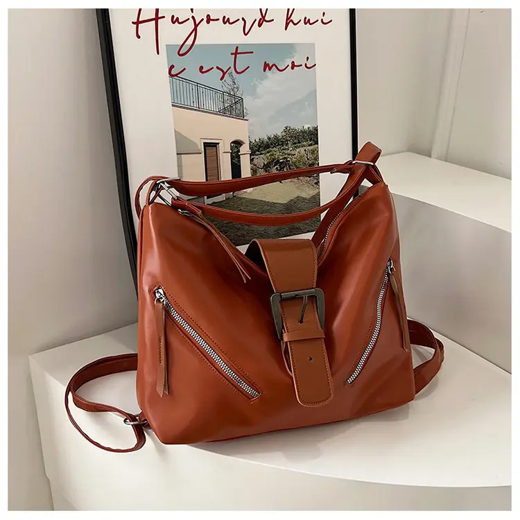 Black Retro Motorcycle Style Shoulder Crossbody Tote Bag — feature 16