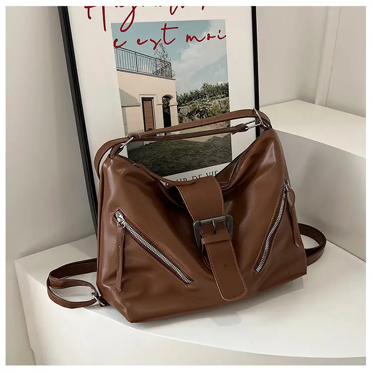 Black Retro Motorcycle Style Shoulder Crossbody Tote Bag — feature 17