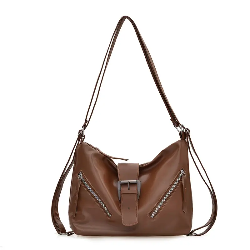 Black Retro Motorcycle Style Shoulder Crossbody Tote Bag - Image 2