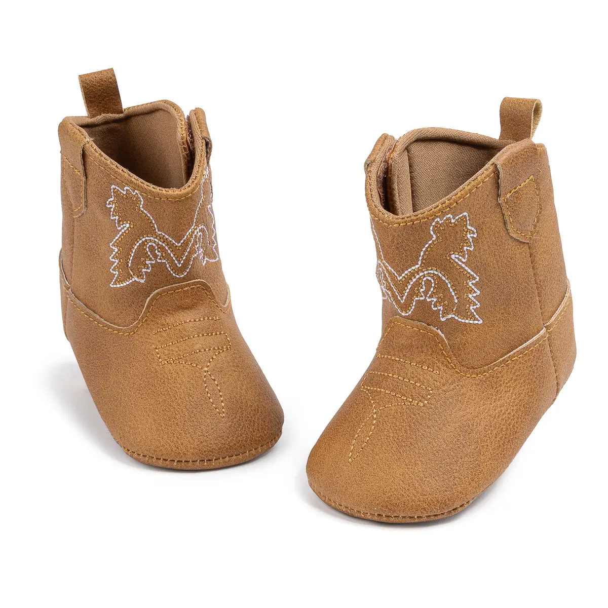 Western Denim Baby Boots for Toddler Girls Brown