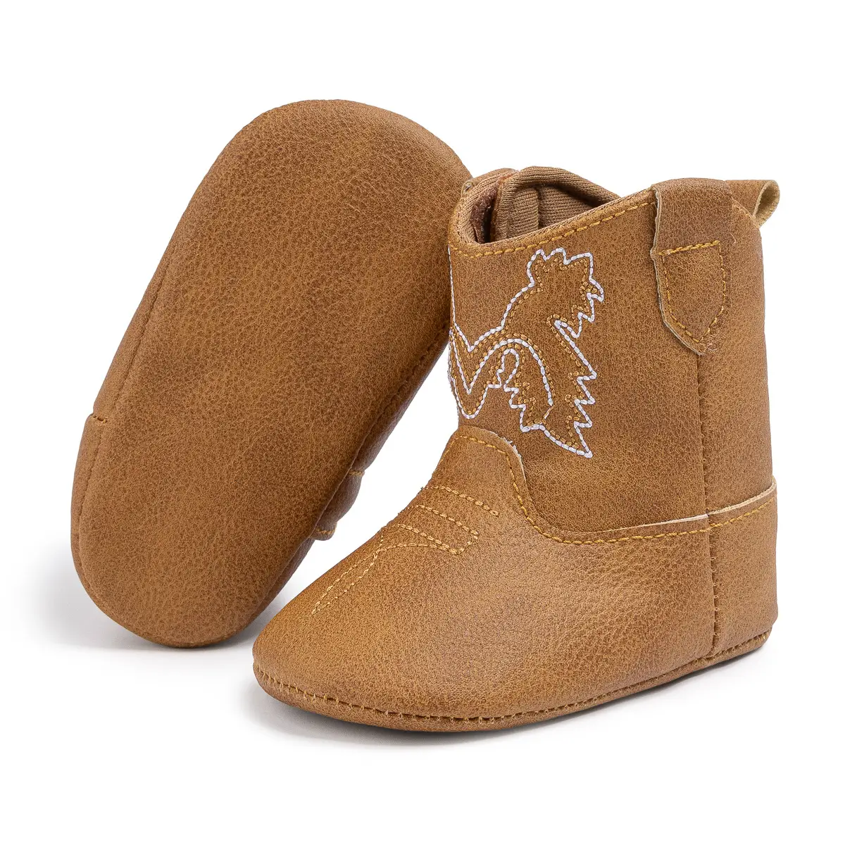 Western Denim Baby Boots for Toddler Girls Brown