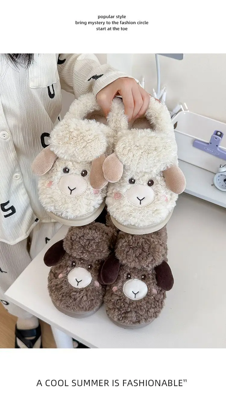 Cute Mao Mao Soft Cotton Slippers for Women Winter — feature 13