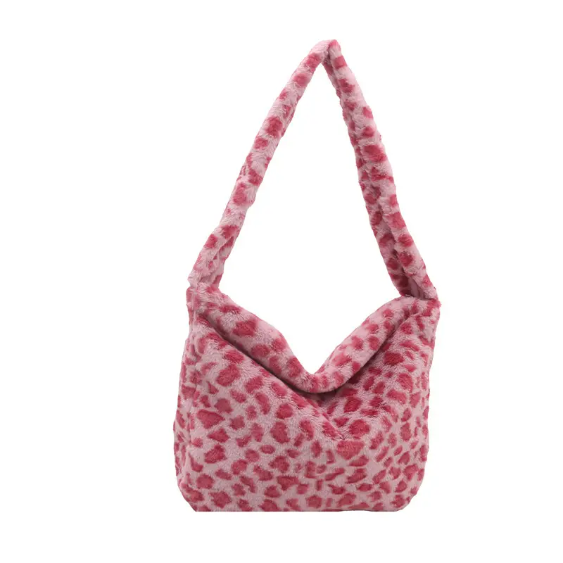 Winter Leopard Print Plush Shoulder Bag for Women - Image 8