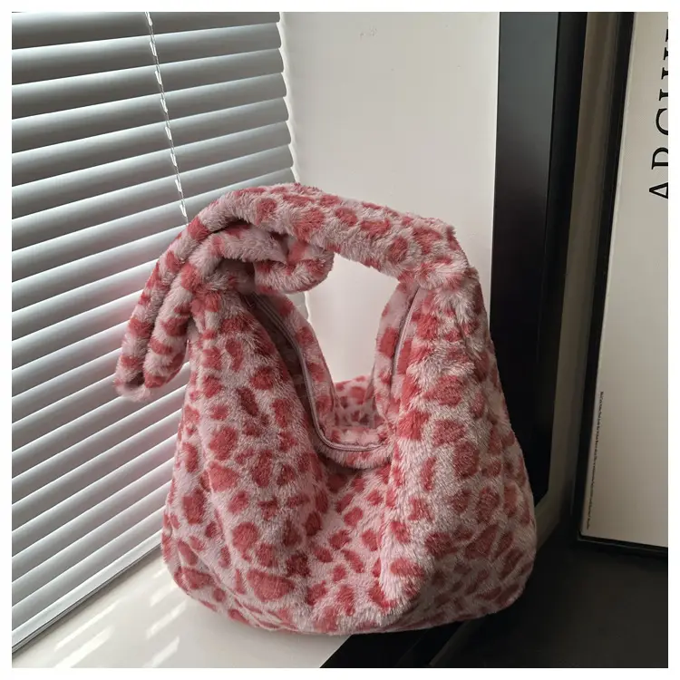 Winter Leopard Print Plush Shoulder Bag for Women — feature 17