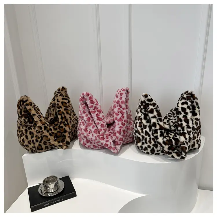 Winter Leopard Print Plush Shoulder Bag for Women — feature 21
