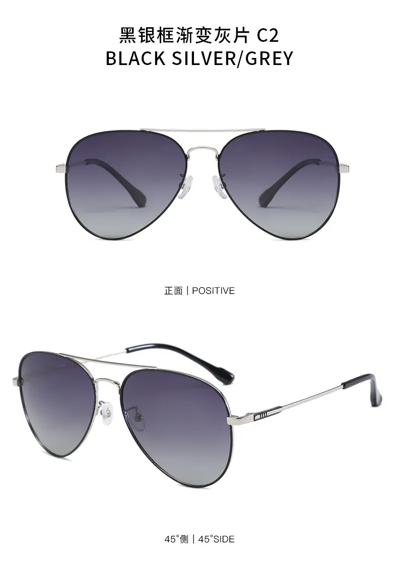 Men Black Grey Polarized Sunglasses Aviator Style — feature 12
