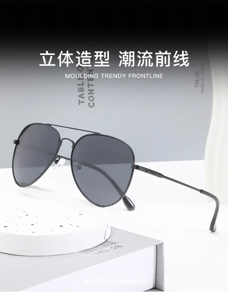 Men Black Grey Polarized Sunglasses Aviator Style — feature 3