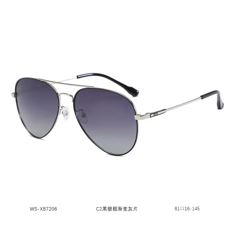 Men Black Grey Polarized Sunglasses Aviator Style - Image 2