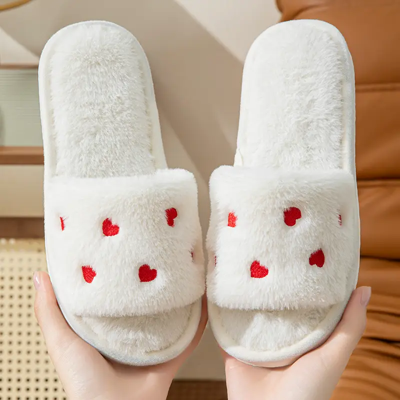 Autumn and winter cotton slippers small love home indoor non-slip wooden floor lovers wool plush moon shoes women's drag