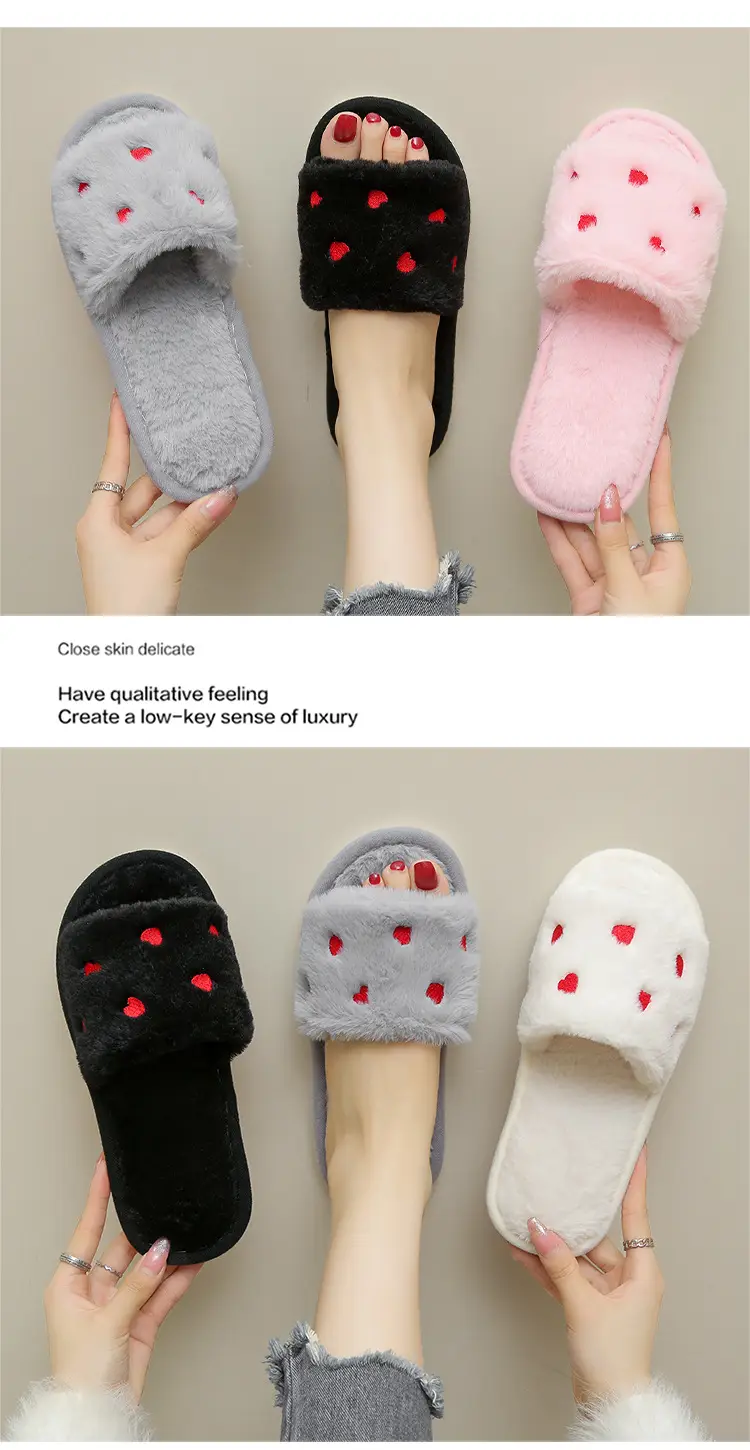 Autumn and winter cotton slippers small love home indoor non-slip wooden floor lovers wool plush moon shoes women's drag — feature 16