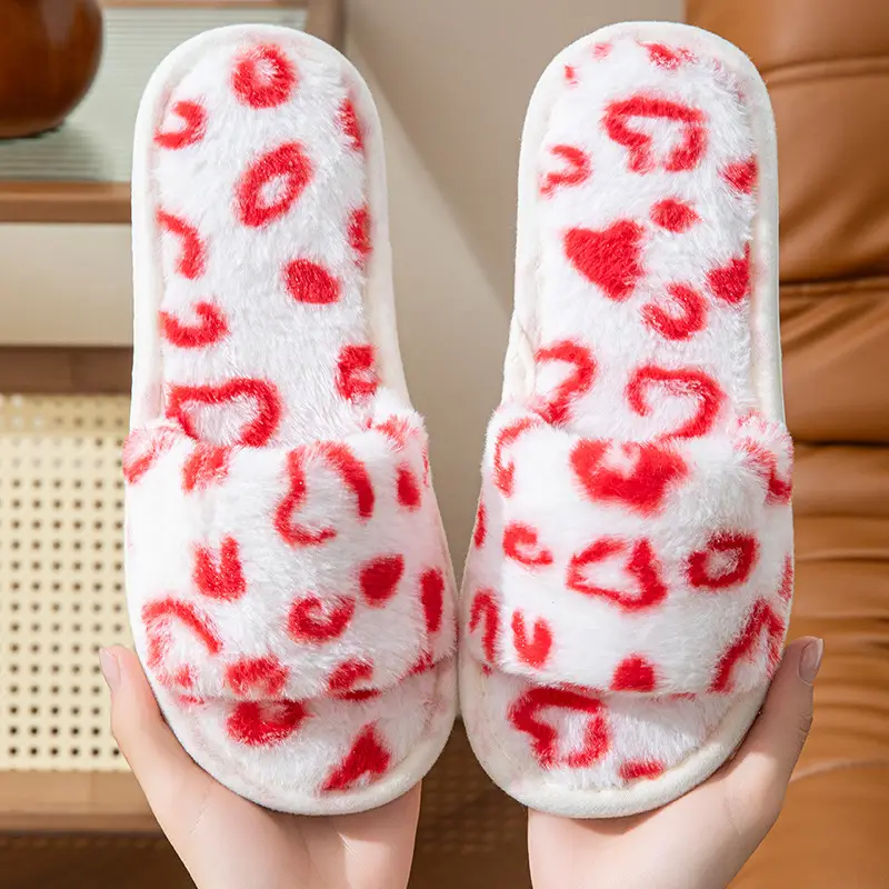 Autumn and winter cotton slippers small love home indoor non-slip wooden floor lovers wool plush moon shoes women's drag