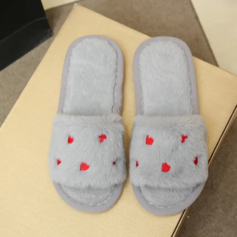 Autumn and winter cotton slippers small love home indoor non-slip wooden floor lovers wool plush moon shoes women's drag
