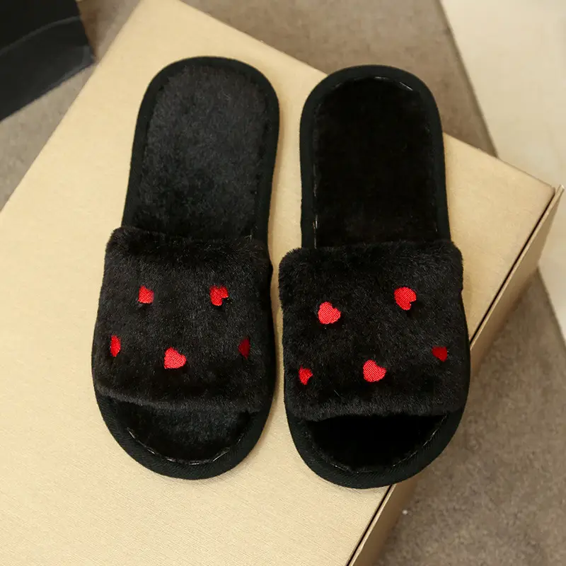 Autumn and winter cotton slippers small love home indoor non-slip wooden floor lovers wool plush moon shoes women's drag