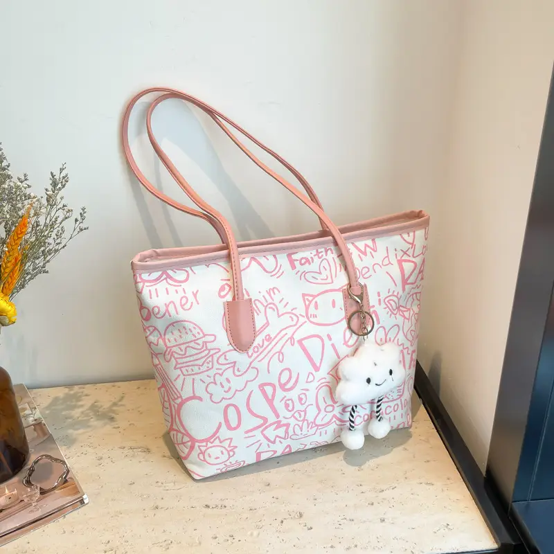 Women Graffiti Canvas Shoulder Bag Large Capacity