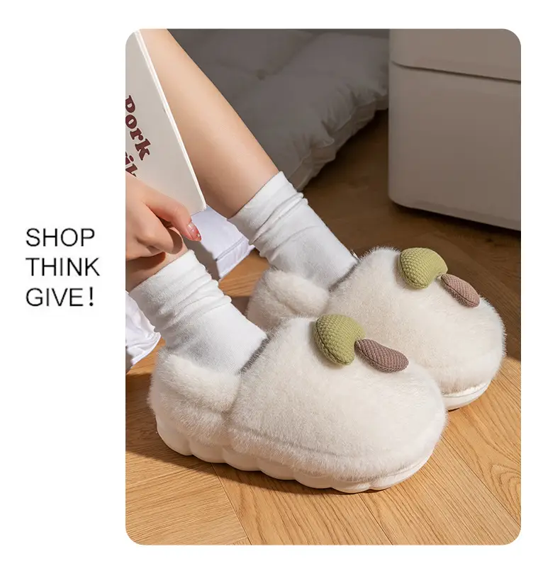 Internet Popular Mushroom Cotton Shoes Women's Winter 2024 New Non-slip Indoor Winter Warm Thick Sole Bag with Cotton Slippers — feature 19