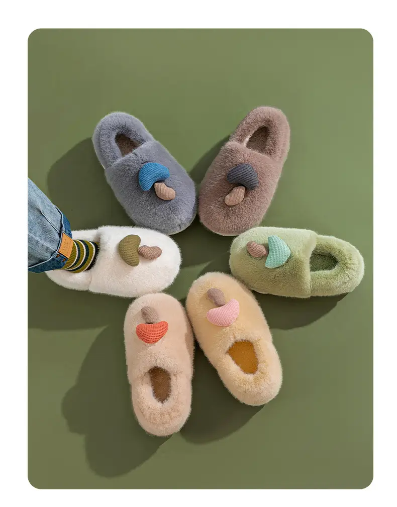 Internet Popular Mushroom Cotton Shoes Women's Winter 2024 New Non-slip Indoor Winter Warm Thick Sole Bag with Cotton Slippers — feature 20
