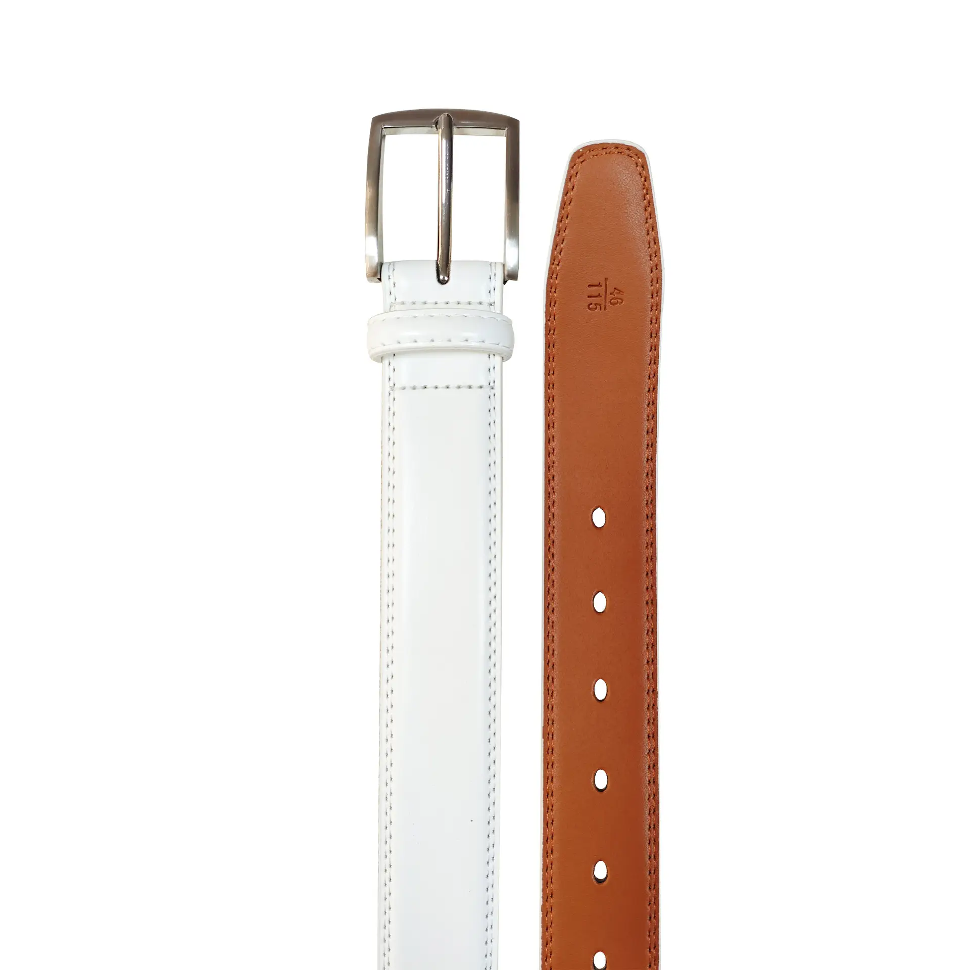 White Genuine Leather Pin Buckle Belt for Women - Image 5