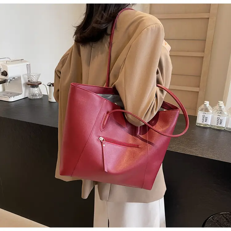 Women Large Capacity Tote Bag Beige Shoulder Handbag — feature 24