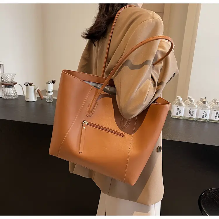 Women Large Capacity Tote Bag Beige Shoulder Handbag — feature 27