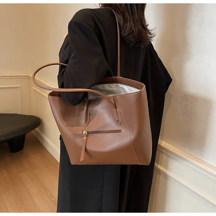 Women Large Capacity Tote Bag Beige Shoulder Handbag — feature 30