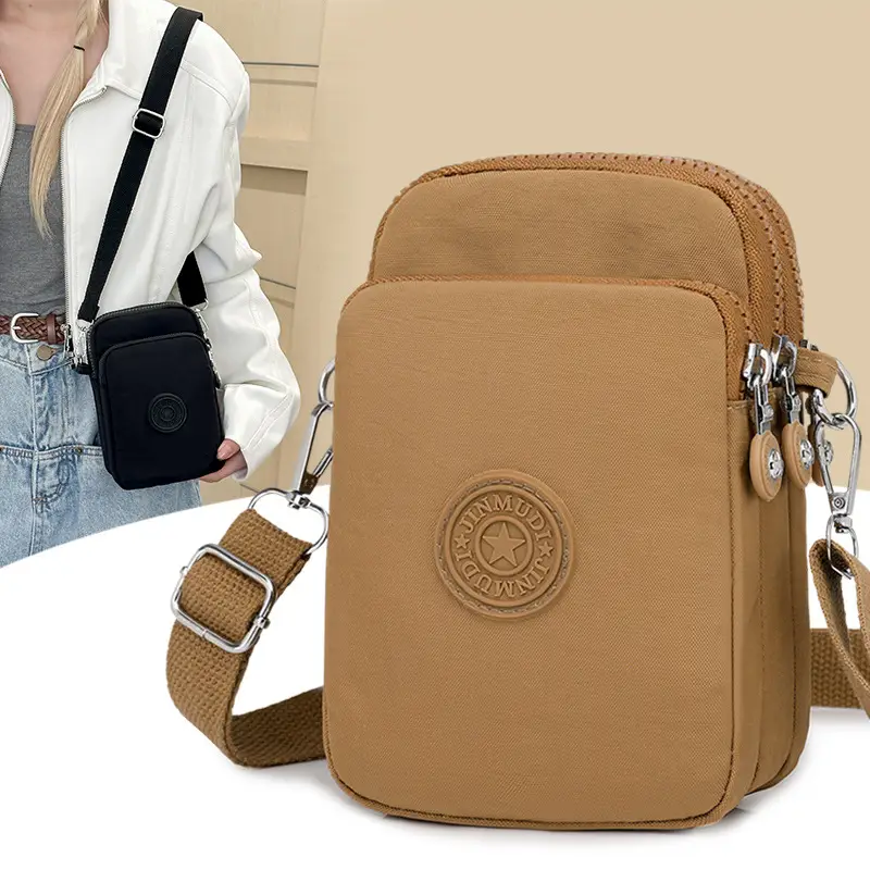 Women's Mini Crossbody Phone Bag Pink Oxford Cloth - Image 14