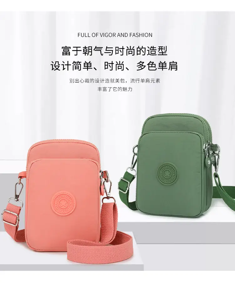 Women's Mini Crossbody Phone Bag Pink Oxford Cloth — feature 3
