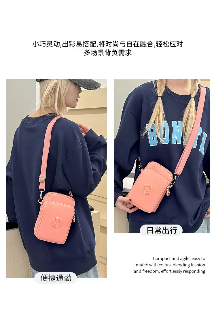 Women's Mini Crossbody Phone Bag Pink Oxford Cloth — feature 30