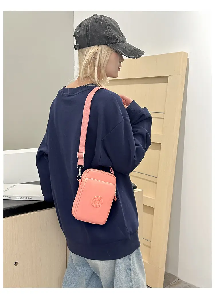 Women's Mini Crossbody Phone Bag Pink Oxford Cloth — feature 37