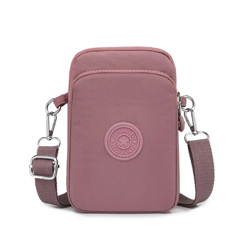Women's Mini Crossbody Phone Bag Pink Oxford Cloth - Image 9