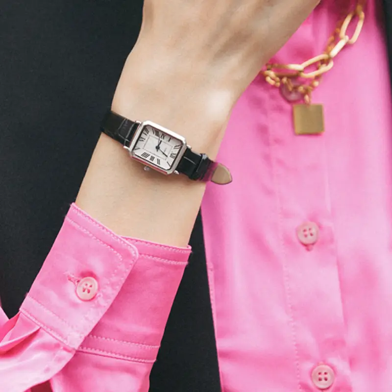 Women's Square Roman Scale Quartz Watch Black Strap