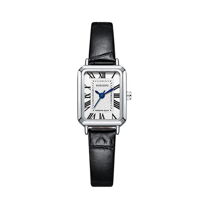 Women's Square Roman Scale Quartz Watch Black Strap