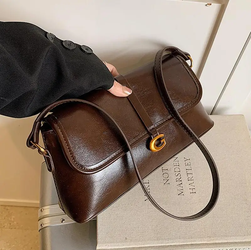 Soft Leather Square Bag for Women Brown Shoulder Crossbody