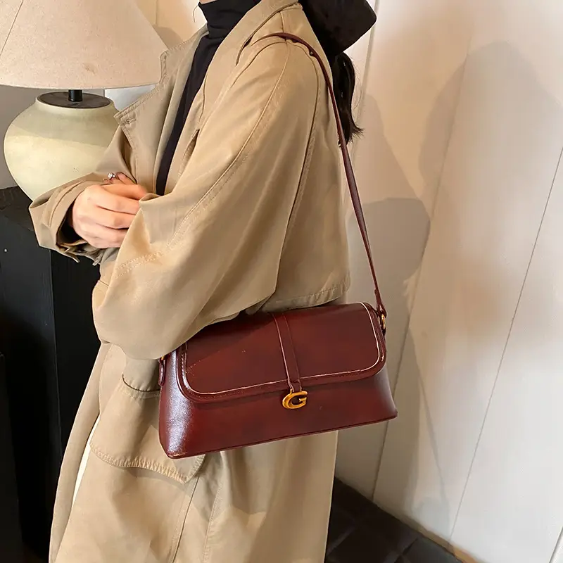 Soft Leather Square Bag for Women Brown Shoulder Crossbody