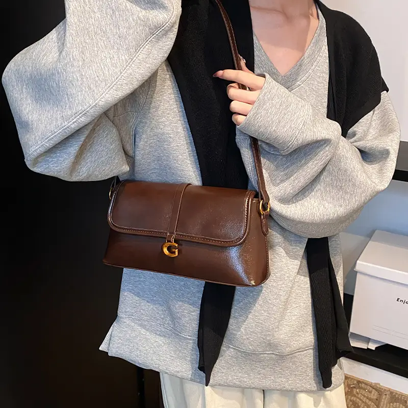 Soft Leather Square Bag for Women Brown Shoulder Crossbody