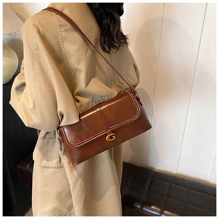 Soft Leather Square Bag for Women Brown Shoulder Crossbody — feature 19