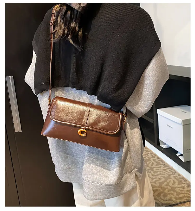 Soft Leather Square Bag for Women Brown Shoulder Crossbody — feature 2