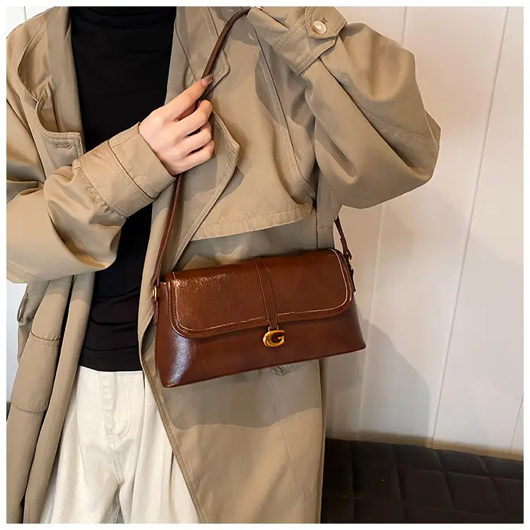 Soft Leather Square Bag for Women Brown Shoulder Crossbody — feature 20